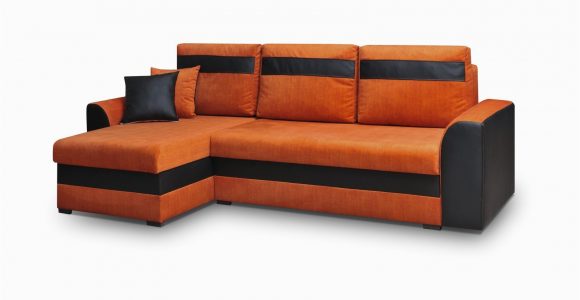 Schlafsofa orange Ecksofa sofa Niobe Mit Schlaffunktion Schwarz orange Ottomane Links