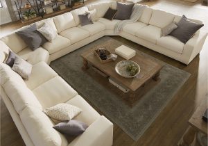 Sectional sofa Design Your Own Lionel White Cotton Fabric Down Filled U Shaped Sectional by