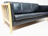 Skandinavisches Holzsofa Skandinavisches sofa Aus Schwarzem Leder & Natürlichem Holz 1980er