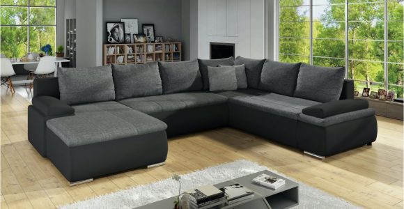 Sofa Bezug Ecksofa U-form Wohnlandschaft U form Nikos Schwarz Grau Ottomane Links