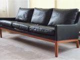 Sofa Design Teak Wood Danish Design Ledersofa Schwarzes Leder Teak 60er Midcentury