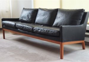 Sofa Design Teak Wood Danish Design Ledersofa Schwarzes Leder Teak 60er Midcentury
