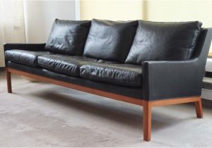 Sofa Design Teak Wood Danish Design Ledersofa Schwarzes Leder Teak 60er Midcentury