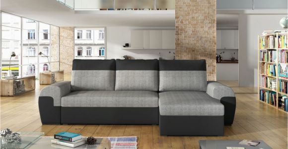 Sofa L form Stoff Ecksofa sofa Paros Mit Schlaffunktion Schwarz Hellgrau Ottomane Rechts