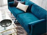 Sofa Moderne Olivia Monroe Mid Century sofa Luster Velvet Celestial Blue