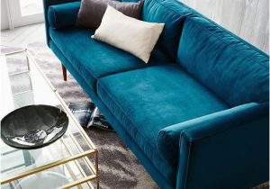 Sofa Moderne Olivia Monroe Mid Century sofa Luster Velvet Celestial Blue