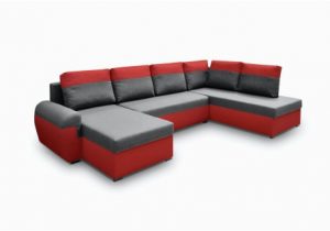 Stoff sofa U form Wohnlandschaft U form Paros Rot Grau Ottomane Links