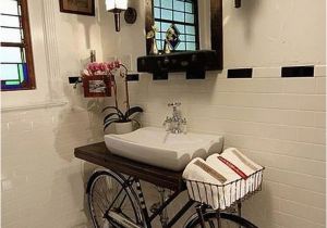 Vintage Badezimmer Deko Upcycling Konzept Mit Fahrrad Vintage Badezimmer Waschbecken