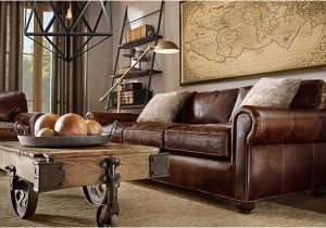 Wohnzimmer Antikes sofa Brown Leather sofa Large Map Over sofa Light Fiber Rug